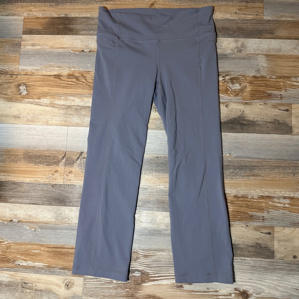 Athleta Girl M Purple Crop Yoga Leggings Nylon Lycra Activewear Pants